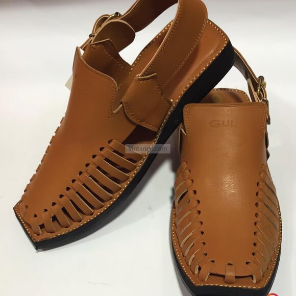 Handmade Tan Leather Peshawari Chappal: Classic Men's Sandal - Picture 3 of 7